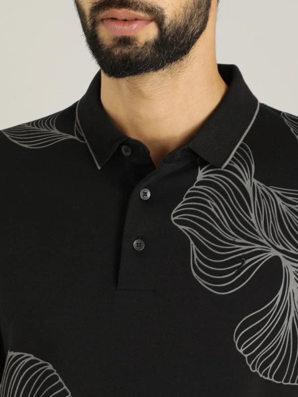 Indian Terrain Men's Half Sleeve Regular Fit Black Polo T-Shirt